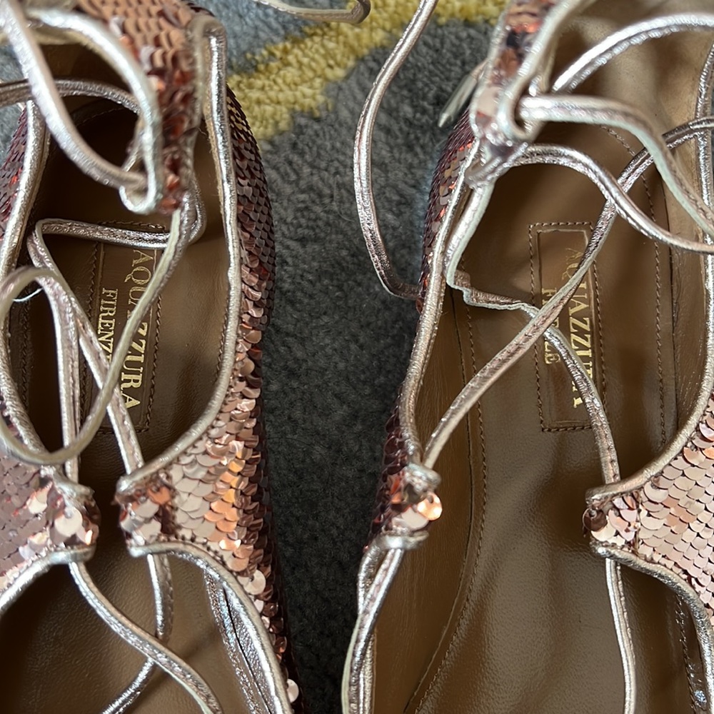 Aquazzura rose gold sequin embellished ballet flats - Picture 2 of 4